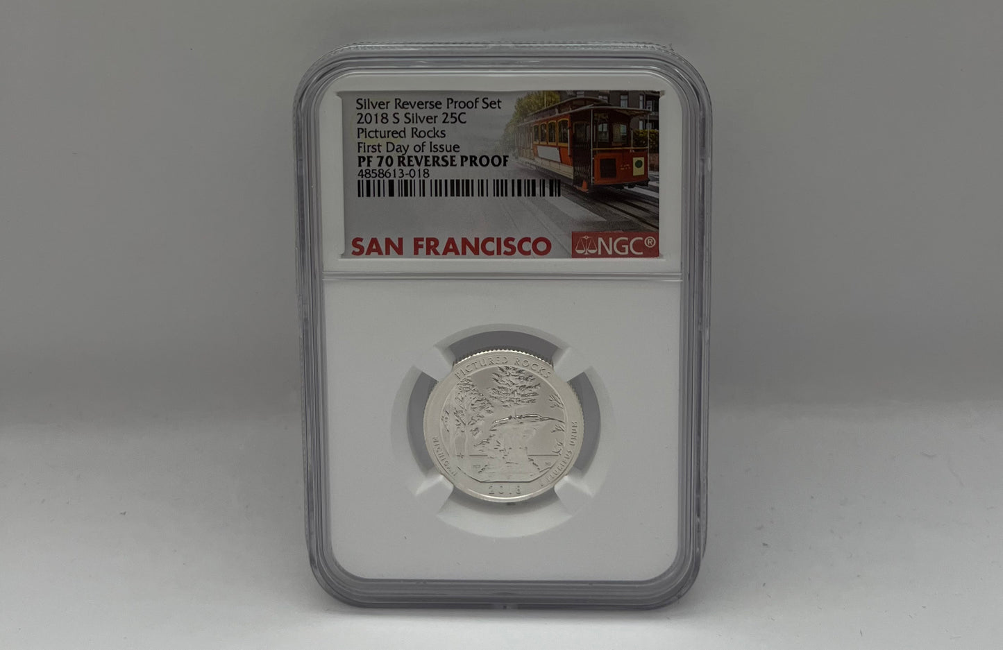 2018 25C Pictured Rocks First Day of Issue PF 70 Silver Reverse Proof
