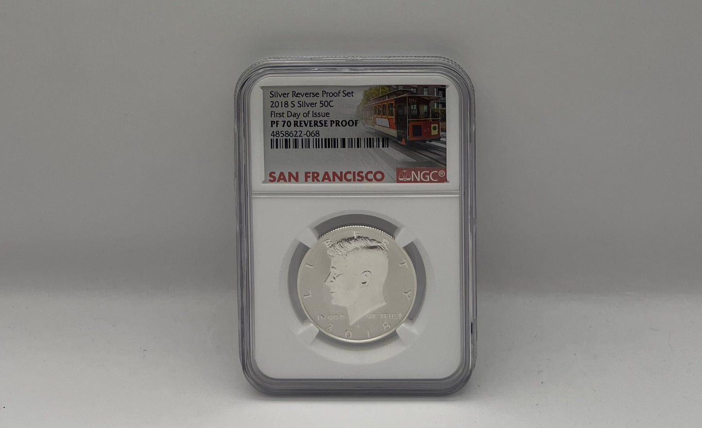 2018 S Silver 50C First Day of Issue PF 70 Reverse Proof