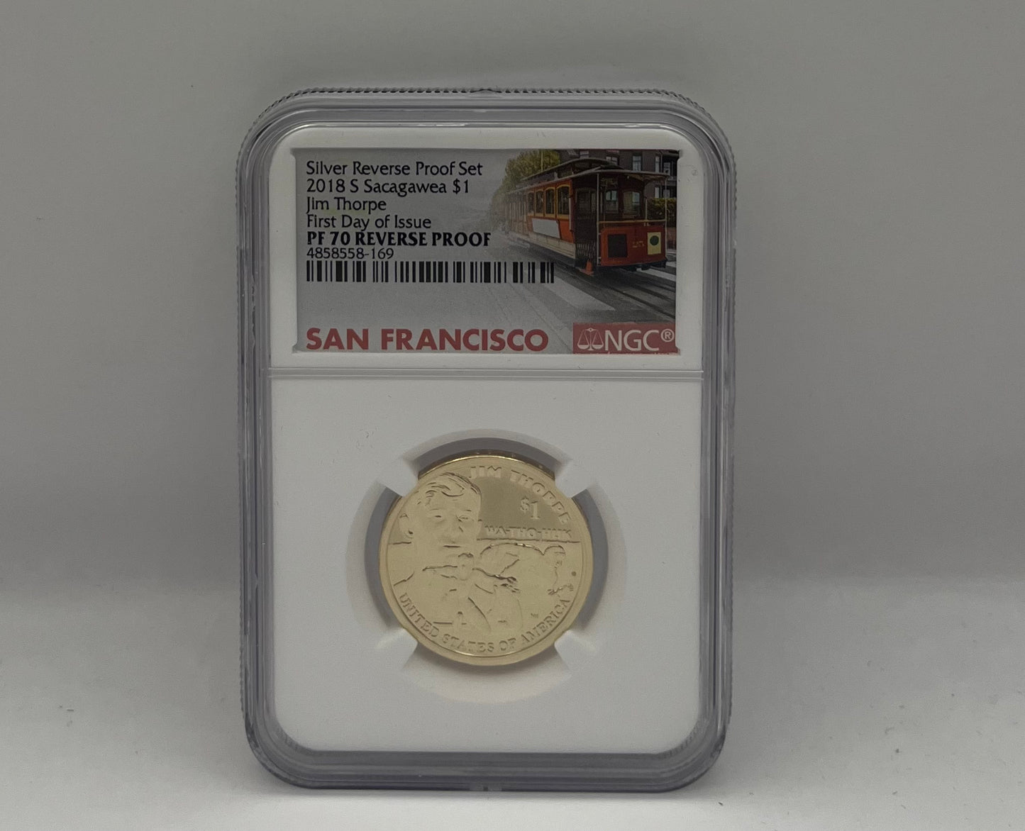 2018 S Sacagawea Jim Thorpe $1 First Day of Issue PF 70 Reverse Proof
