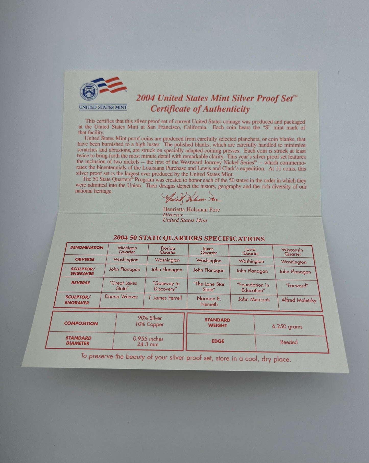 2004 United States Mint Silver Proof Set