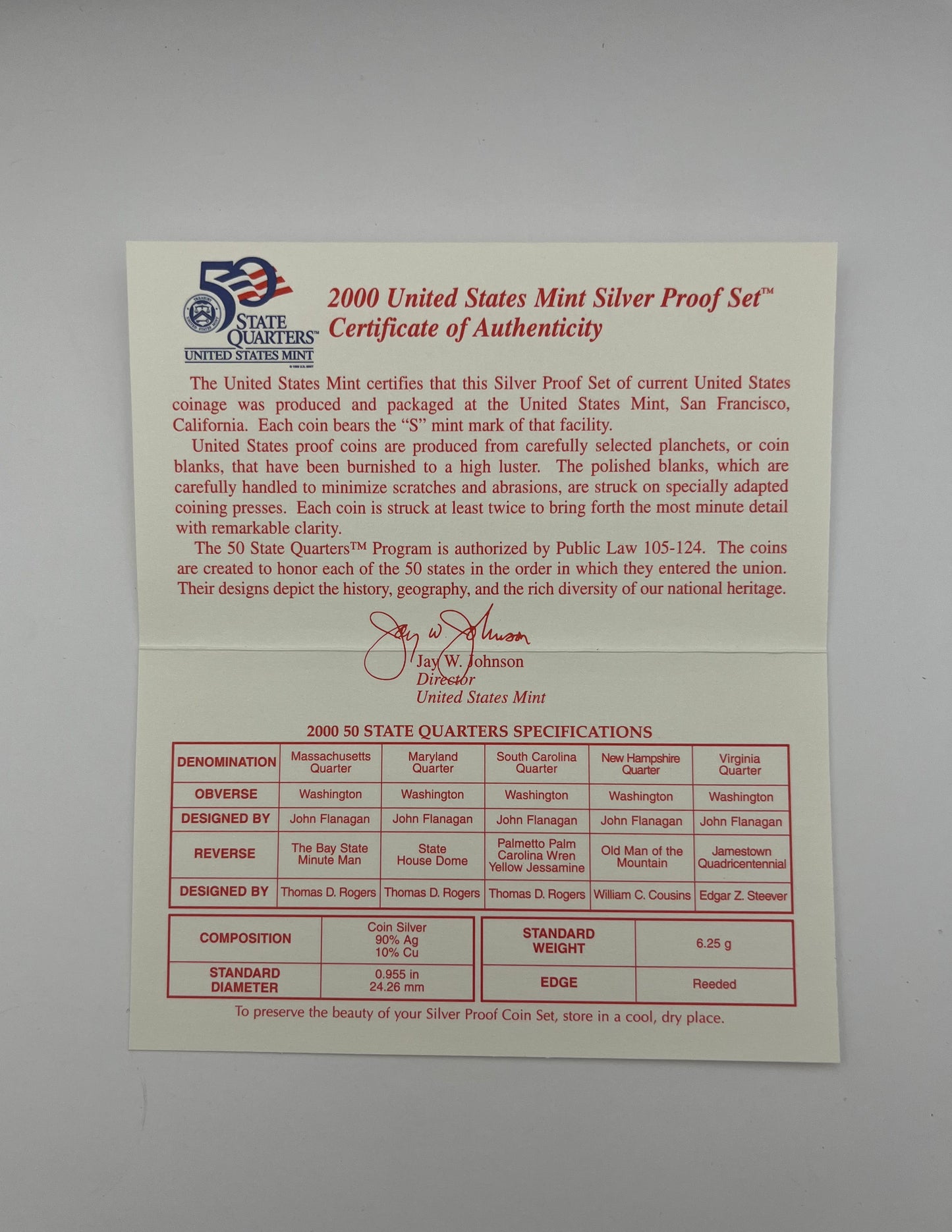 2000 United States Mint Silver Proof Set