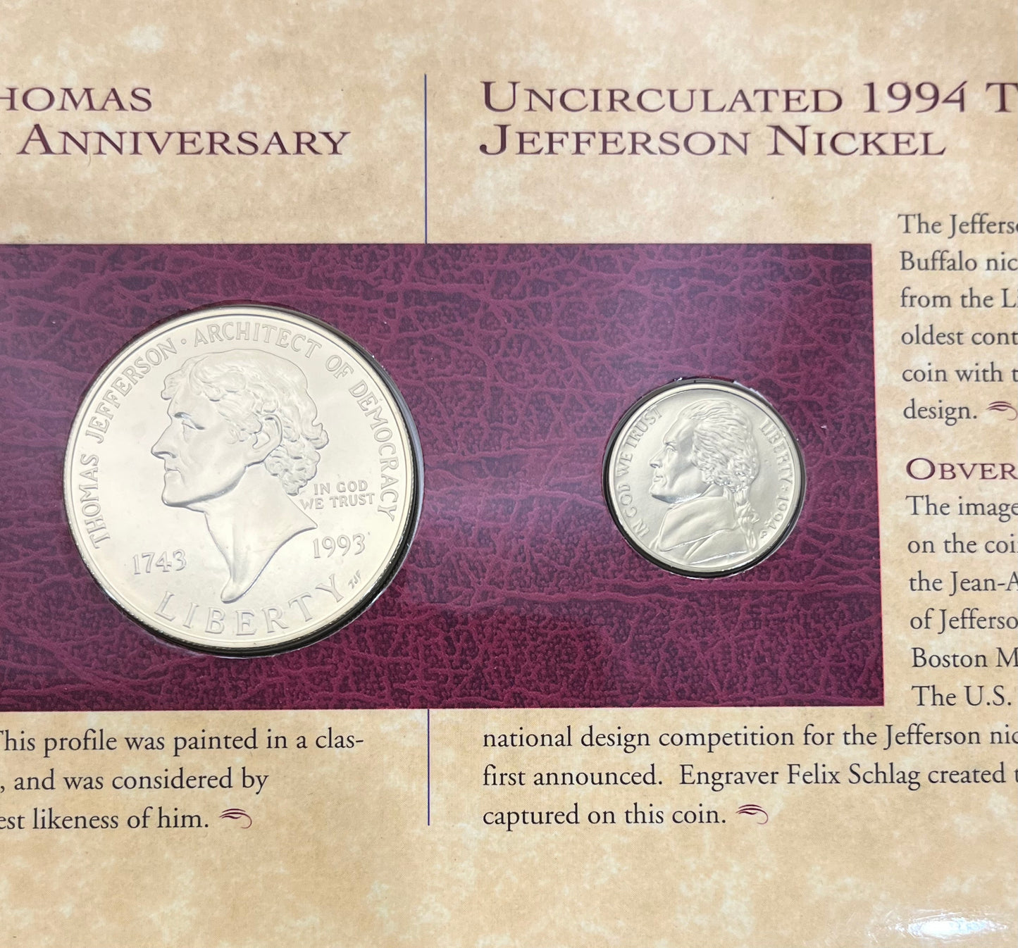 Thomas Jefferson Coinage and Currency Set